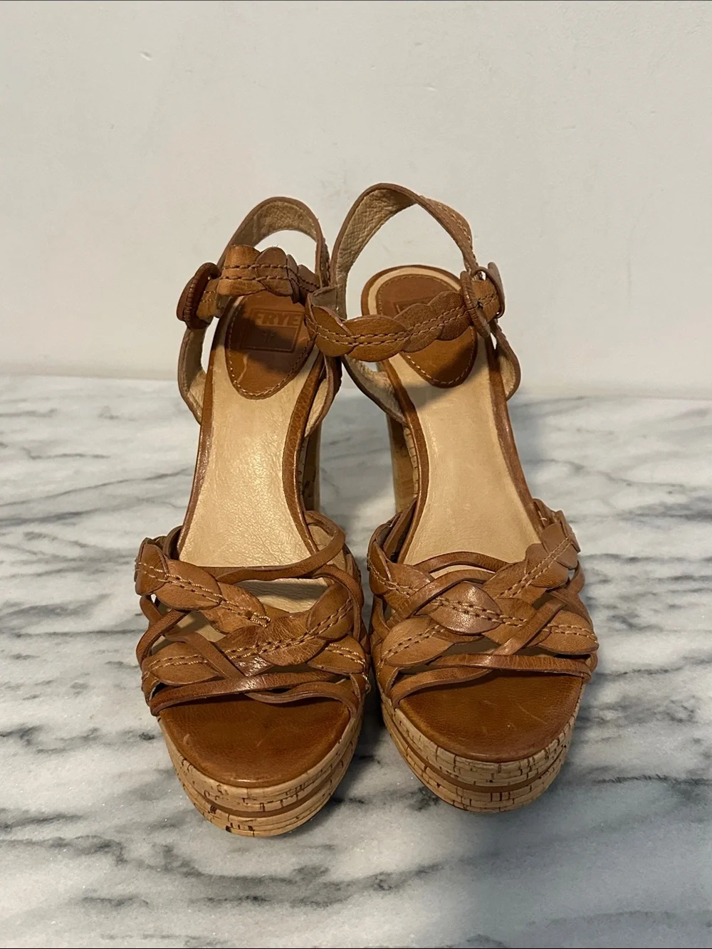 Frye Lena Leaf Ankle Platform Sandals women’s sz 9.5